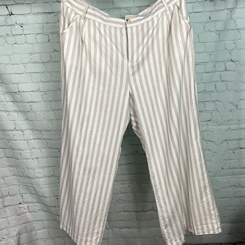 Torrid Striped Cream and Tan Trousers